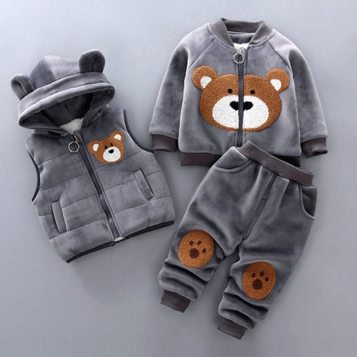 Adorable kids' bear outfit set for cozy comfort. Perfect baby or toddler wear with cute bear design.