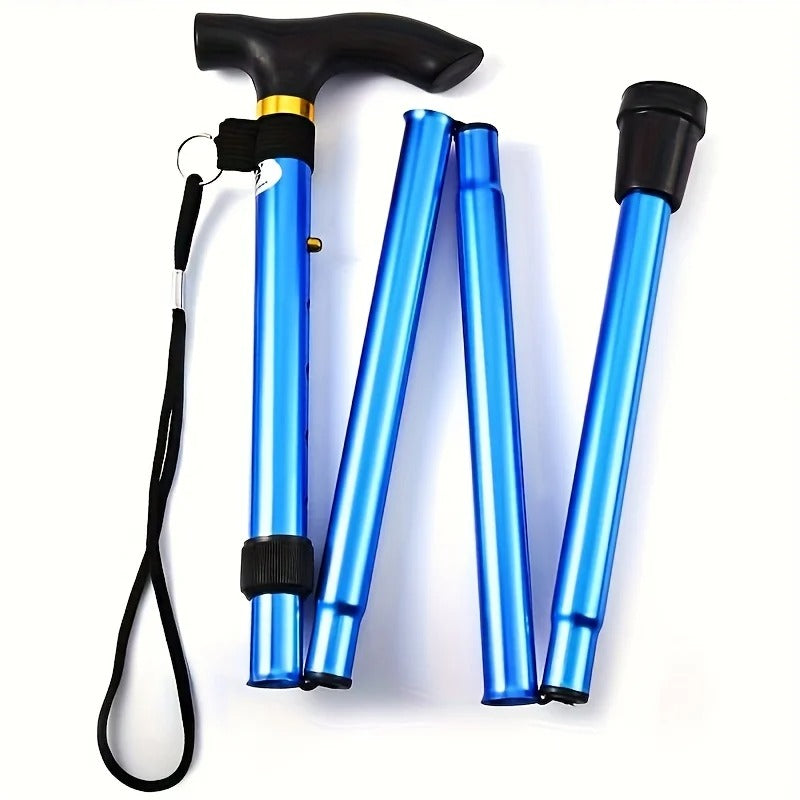 Lightweight folding walking stick for adult health & wellness, adjustable for comfort, perfect for travel.