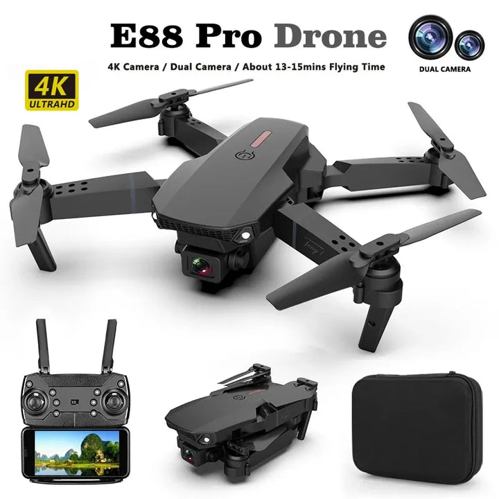 Advanced 4K dual-camera drone with wide-angle lens for stunning aerial photography and video.