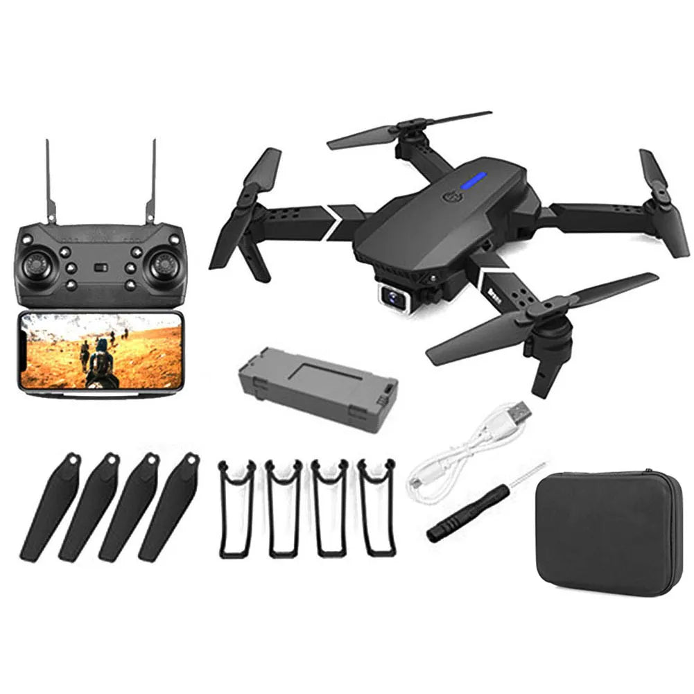 Powerful 4K dual-camera drone with wide-angle lens, ideal for RC flying, aerial photography & videography.