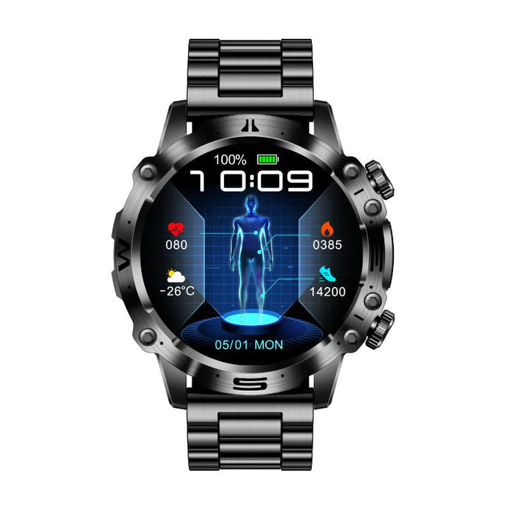 Advanced fitness smartwatch with AMOLED display, heart rate & BP monitor, and Bluetooth calling.