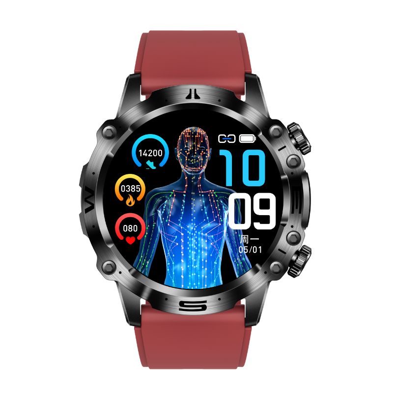 Sleek fitness tracker smartwatch for comprehensive health monitoring, including ECG and blood pressure.