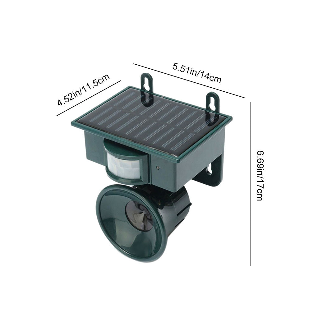 Humane bird deterrent & wildlife control, ultrasonic motion sensor for outdoor peace.