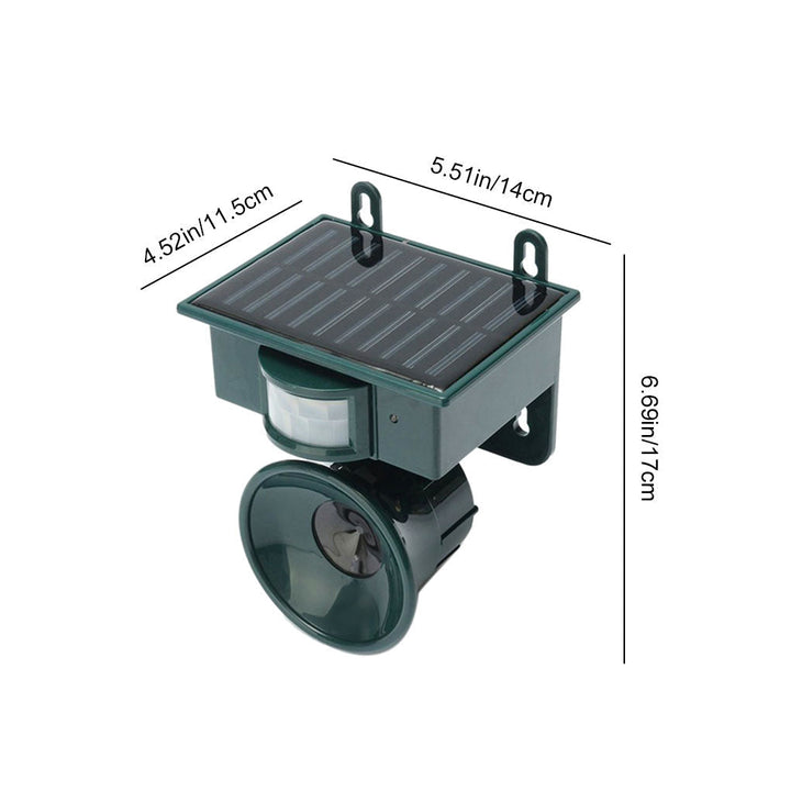 Humane bird deterrent & wildlife control, ultrasonic motion sensor for outdoor peace.
