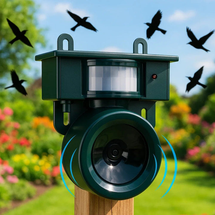 Protecting outdoor spaces with advanced motion sensor bird repellent, effective pest control.