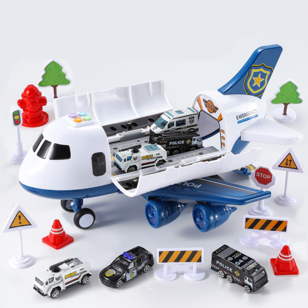 Open box view of the adventure plane playset, showing all the components for creative fun.