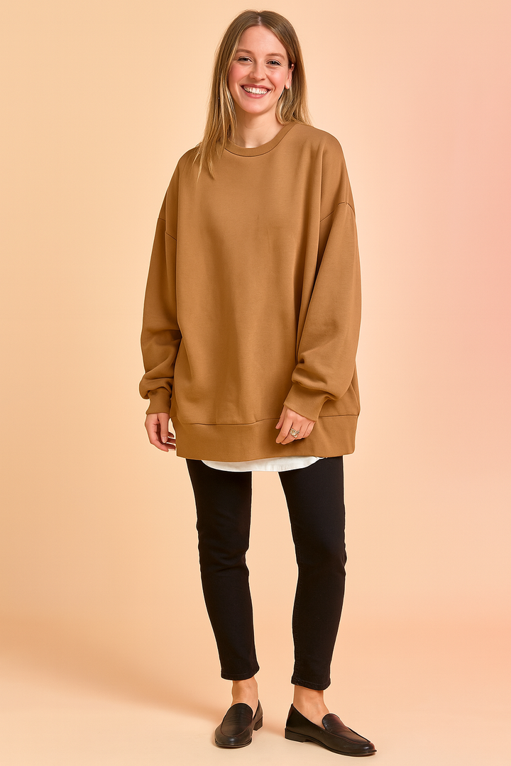 Fashionable loose fit pullover sweater for women, ideal for everyday wear