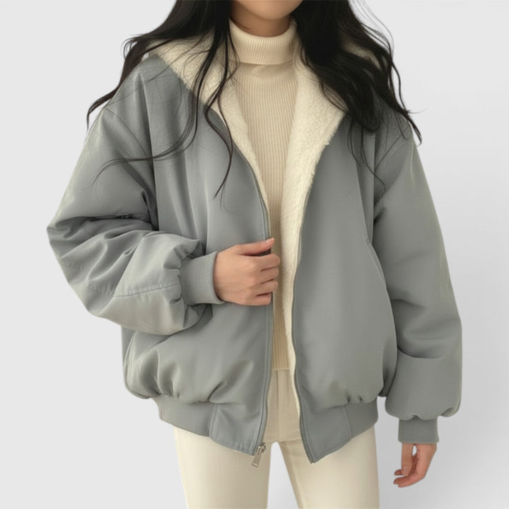 Stylish women's bomber jacket, Amelia lightweight outerwear, perfect for spring, fall & everyday casual wear.