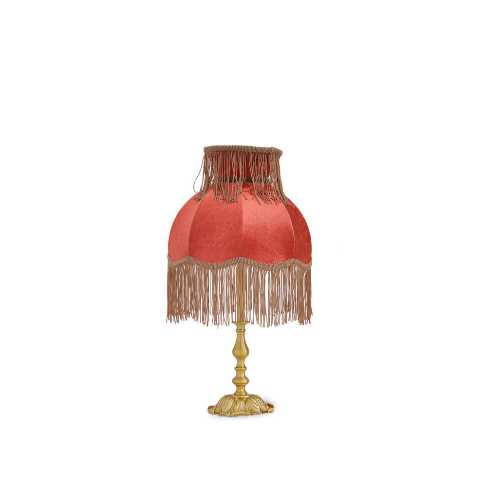 Arina Red & Brass decorative table lamp, modern accent lighting for home decor.