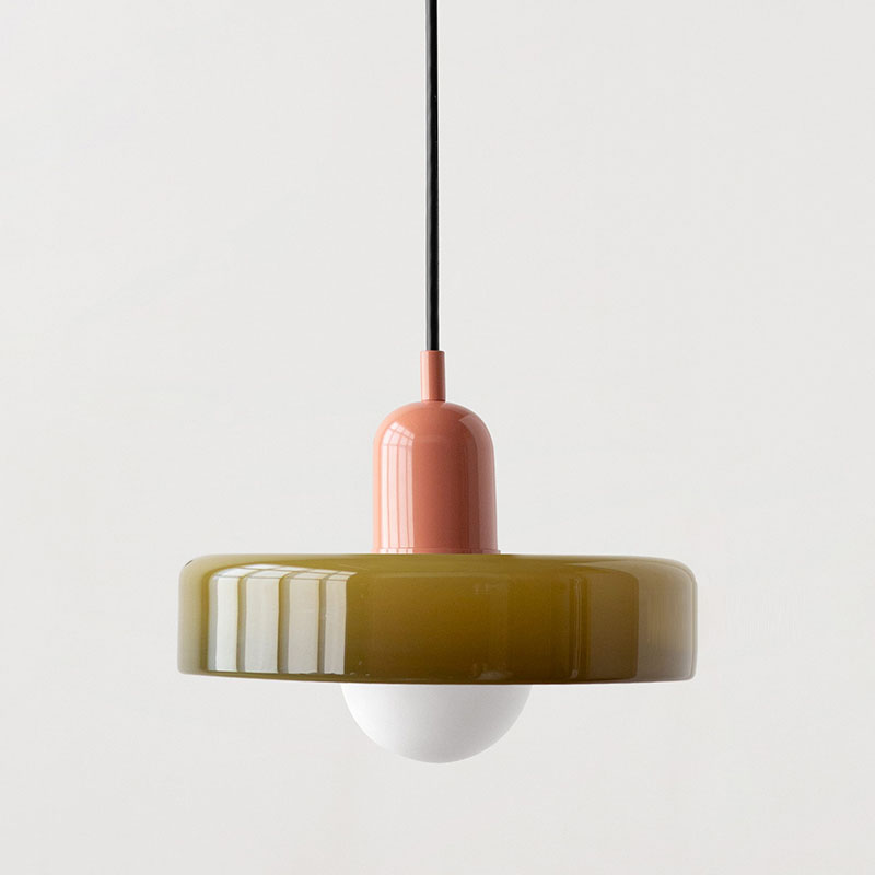 The vibrant colors of this Bauhaus pendant lamp are captivating.