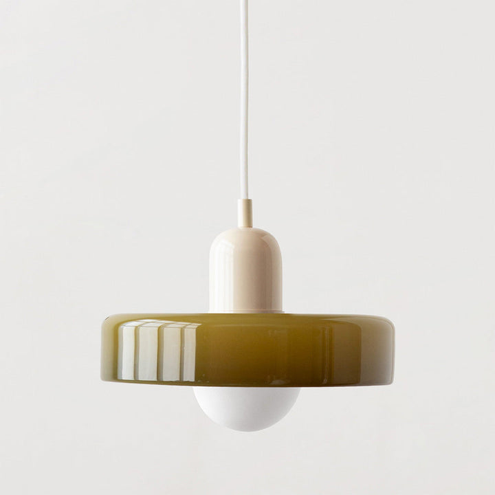 Perfect for accent lighting: Bauhaus pendant with colored glass.