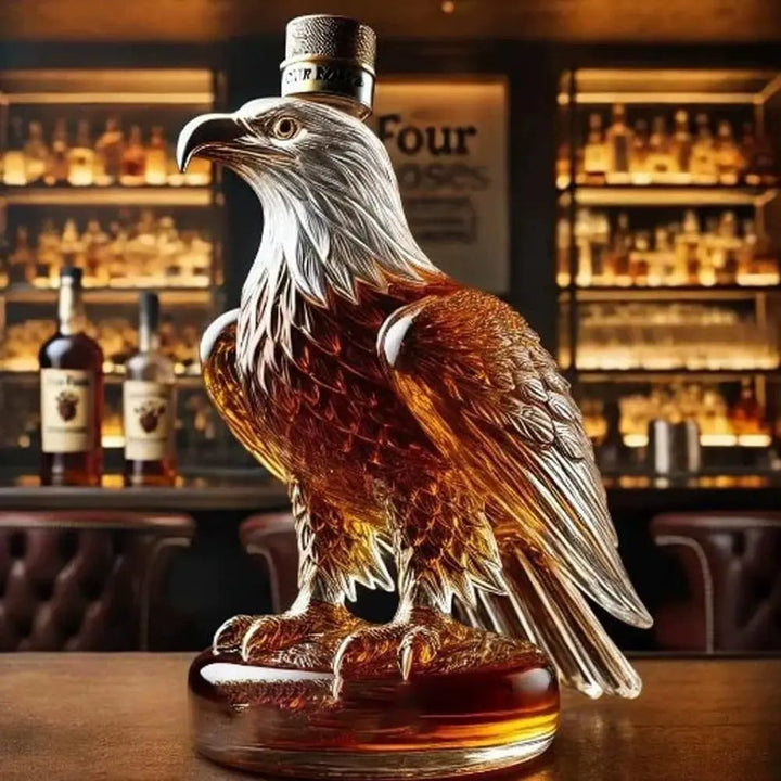 Stylish spirit dispenser featuring an artistic eagle design, adding a touch of class.