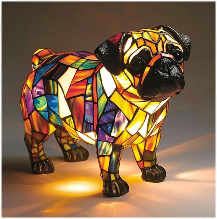 Housewarming gift: Artistic mosaic dog lamp. Decorative table light, perfect for pet-loving new homeowners.