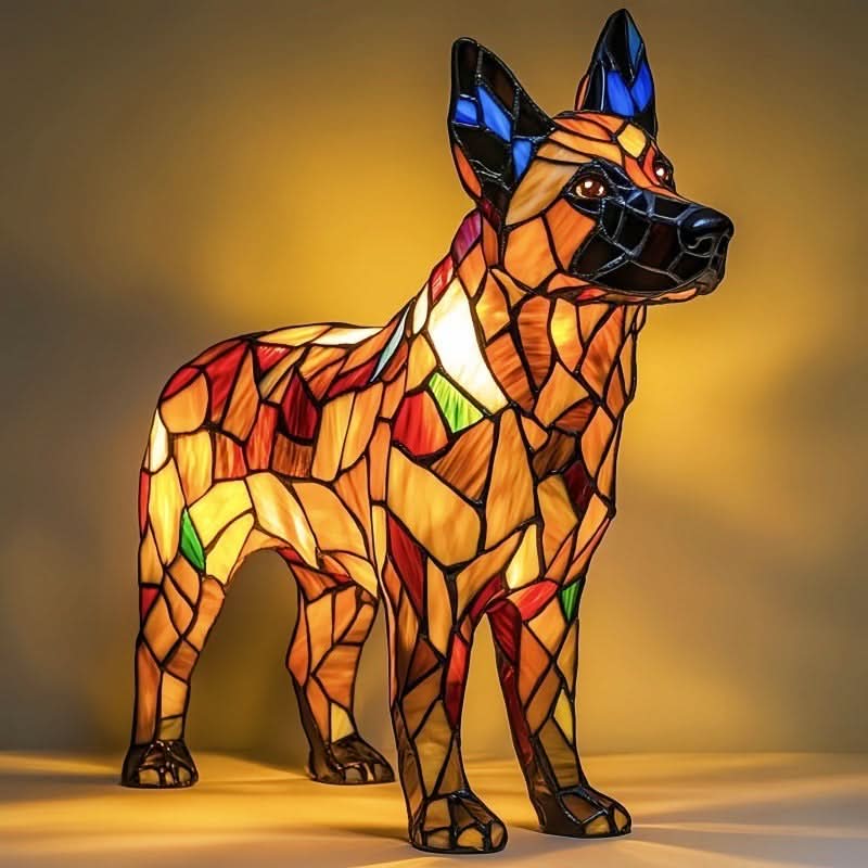 Artistic animal decor: Mosaic dog lamp, a unique table light. Perfect accent for pet lovers' homes.