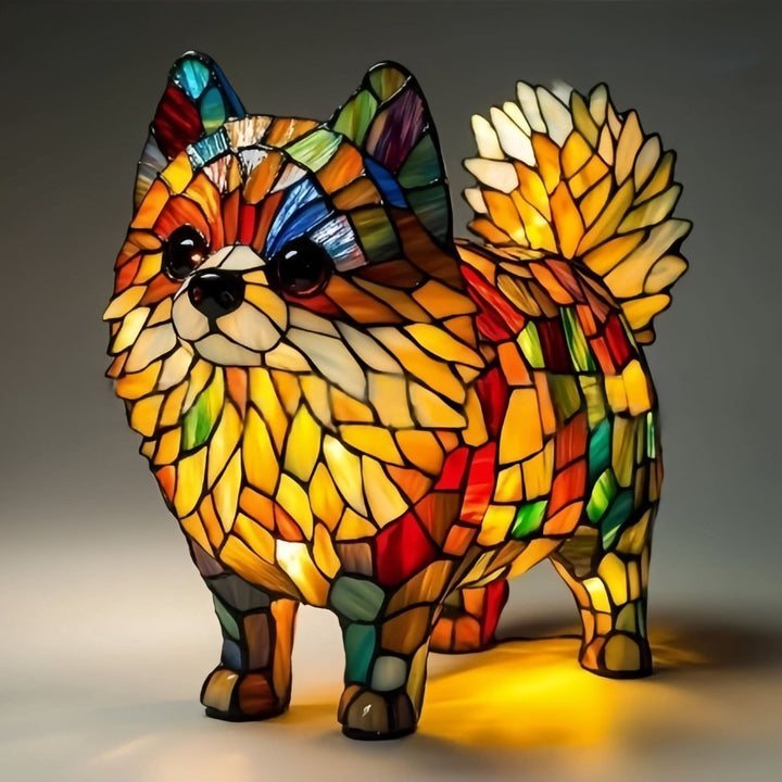 Mosaic dog lamp with a captivating artistic glow. Decorative accent light, perfect table lamp for ambiance.
