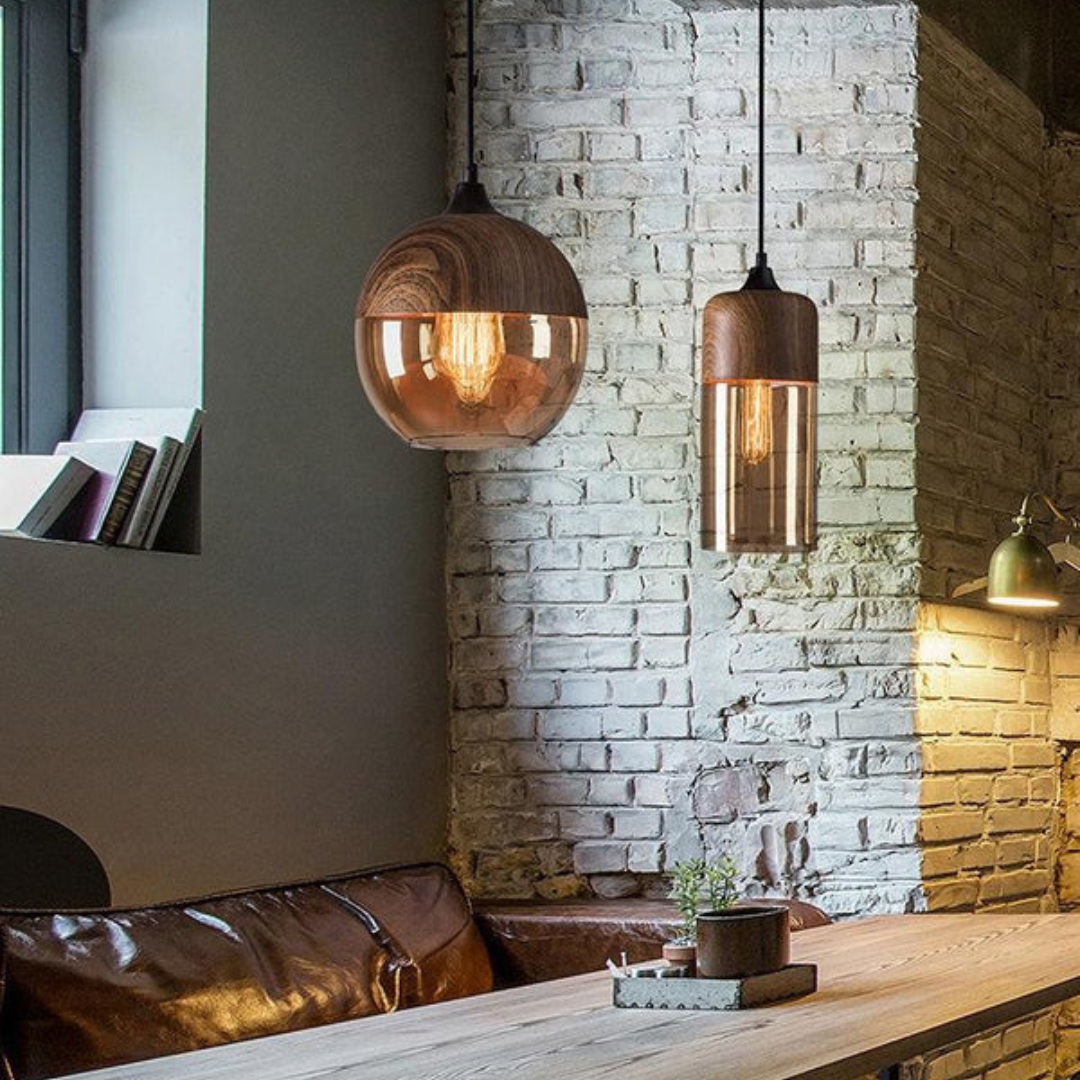 Stylish Arven Scandinavian pendant light with a unique wooden shade