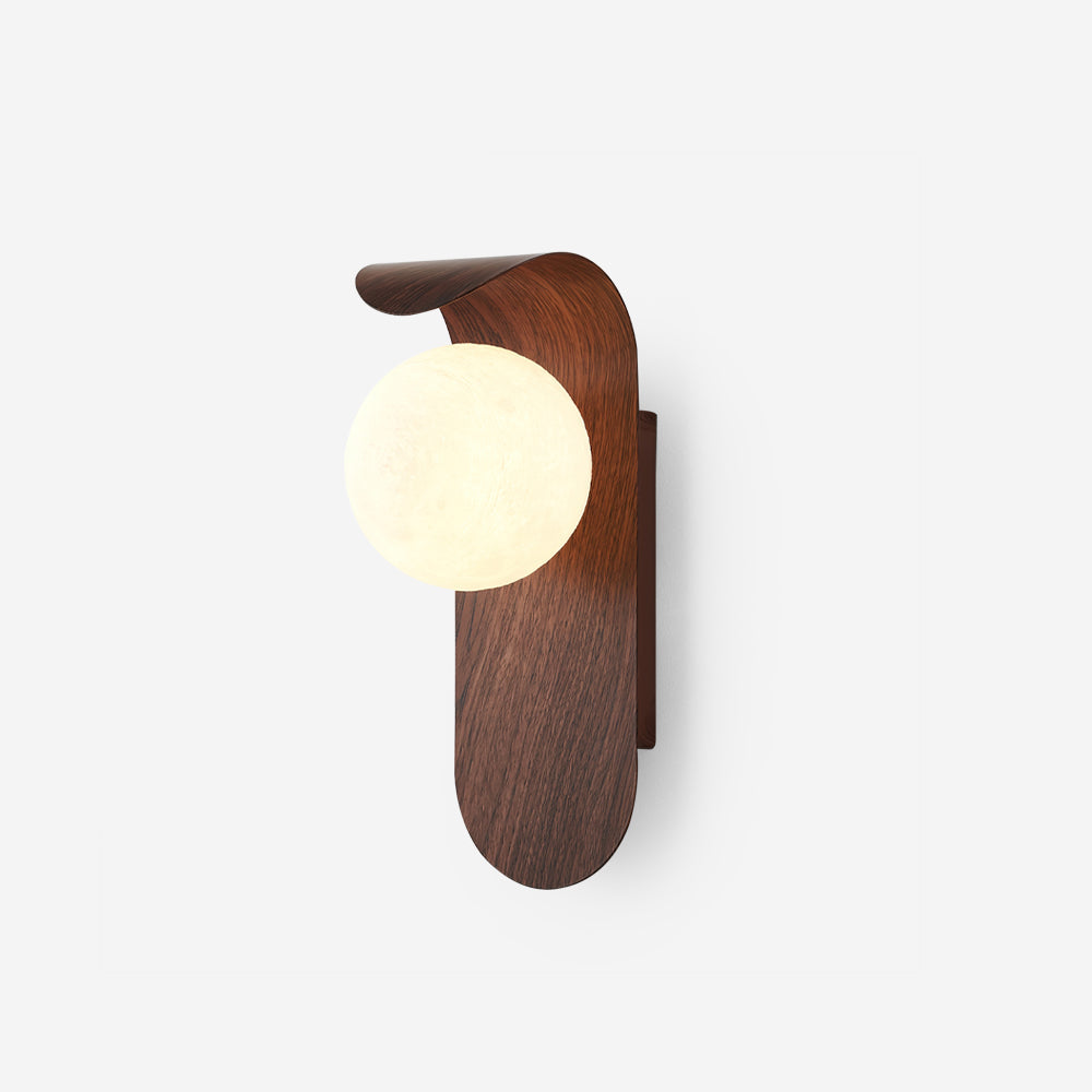 Ashvale wood effect LED indoor wall light, modern globe design.
