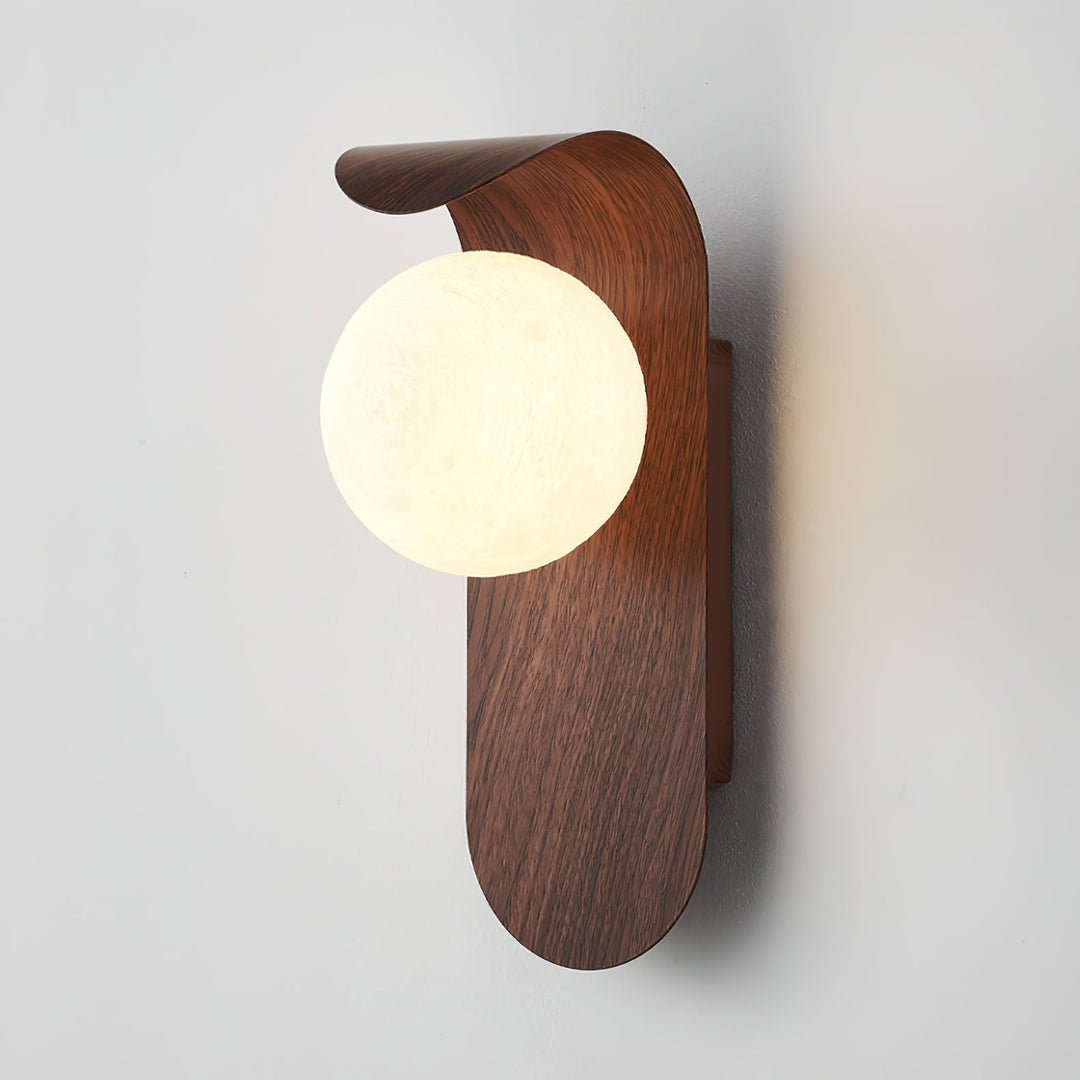 Ashvale wood effect LED indoor wall light, a stylish modern sconce.