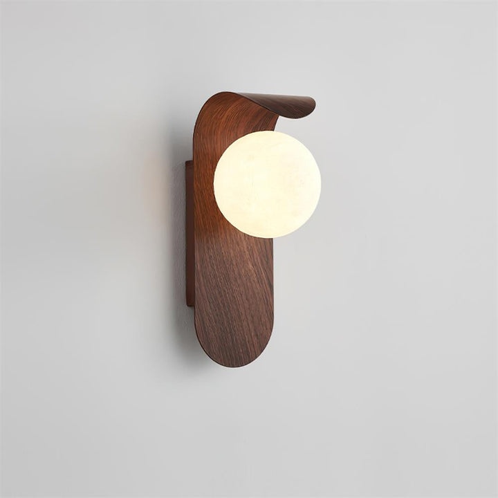 Chic Ashvale wood effect LED wall light, a modern globe for any indoor setting.