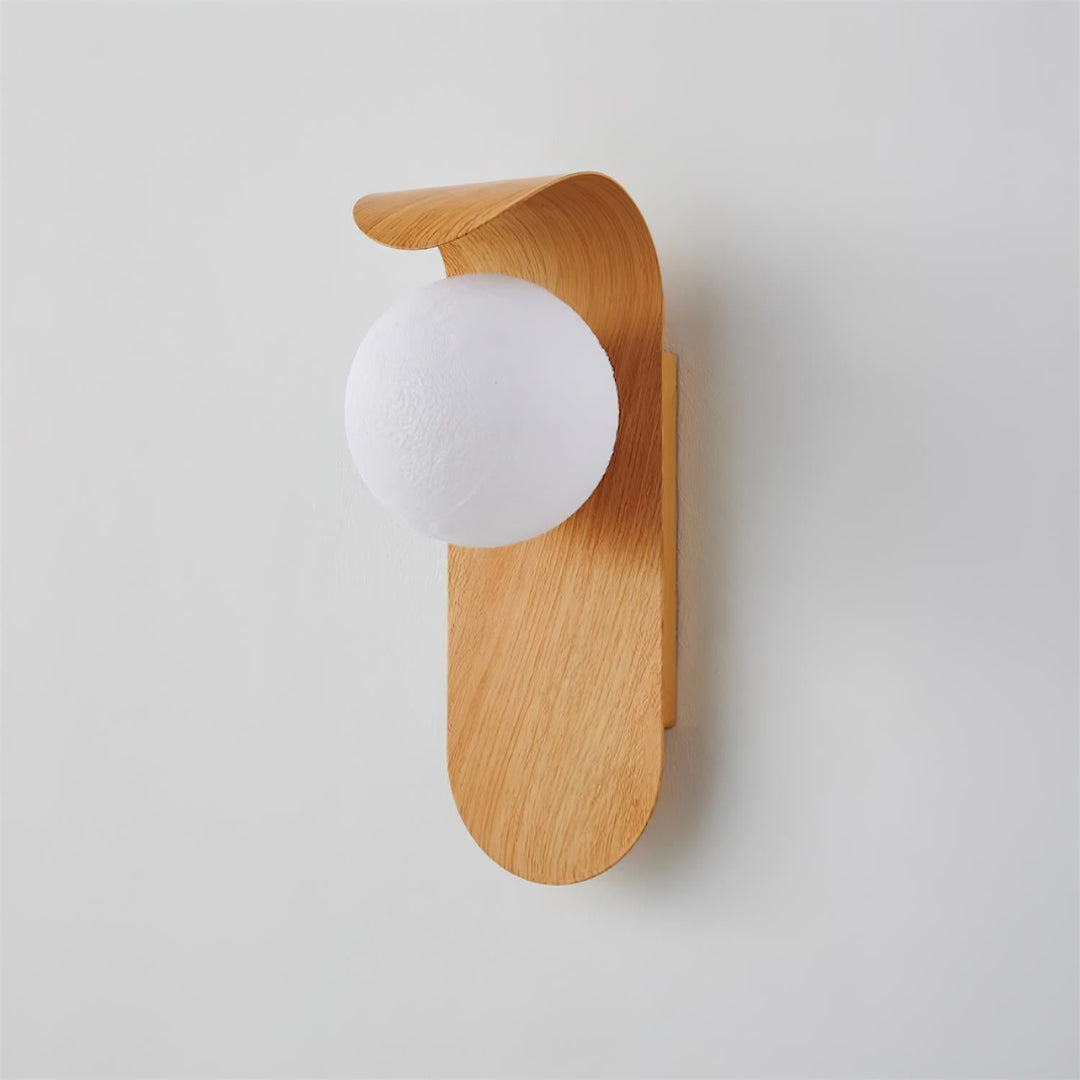 Ashvale modern wood effect LED wall lamp, perfect for contemporary interior design.