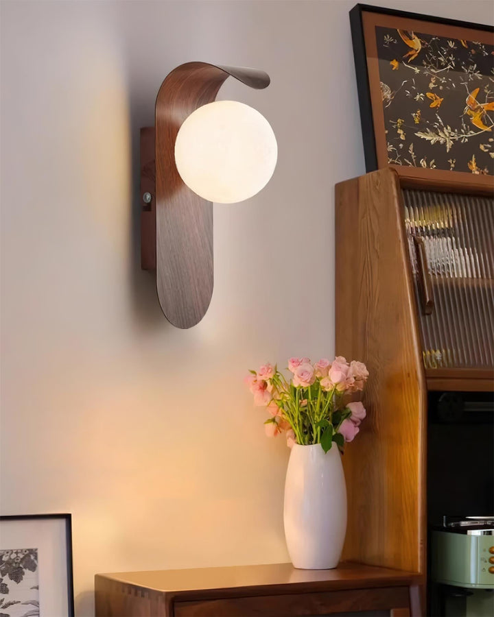 Ashvale wood effect LED globe sconce, a modern touch for your indoor space.