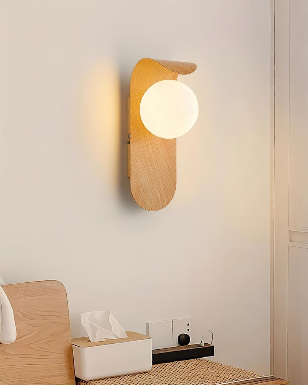 Stylish Ashvale LED wall lamp, wood effect for an elevated indoor living space.