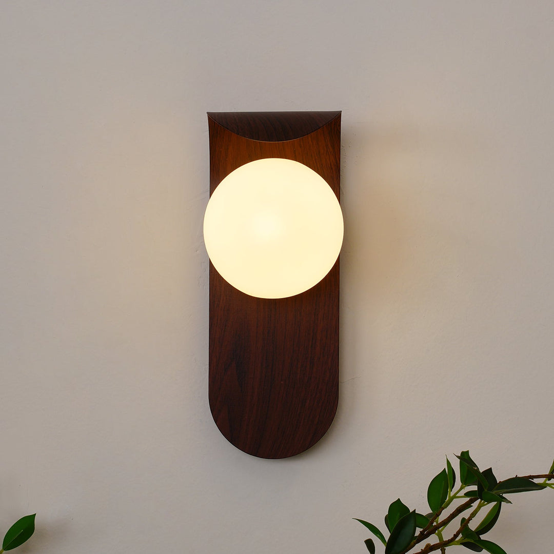 Indoor LED wall light, wood effect finish, adding warmth and style to your home.