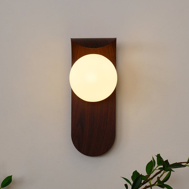 Indoor LED wall light, wood effect finish, adding warmth and style to your home.