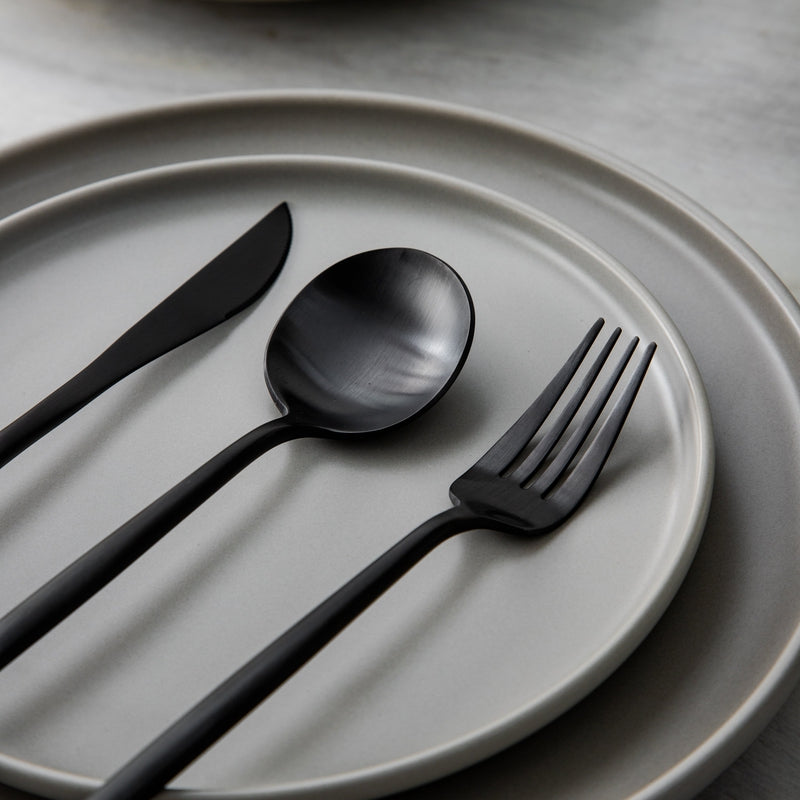 Black Aurora dining cutlery set, durable & stylish for everyday use.
