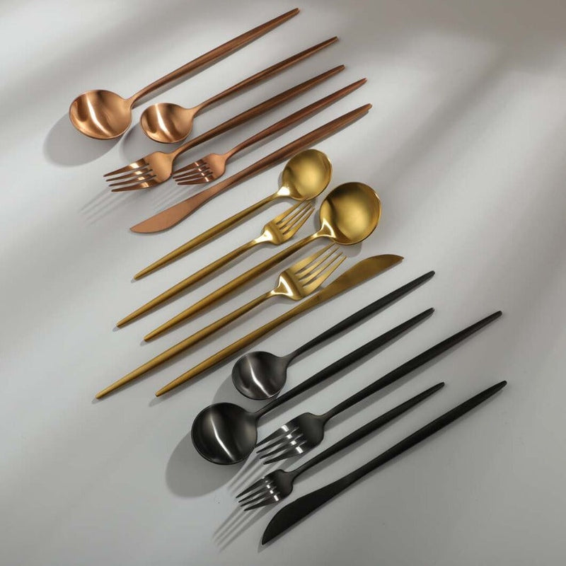 Silver Aurora minimalist dining set, durable & elegantly designed.