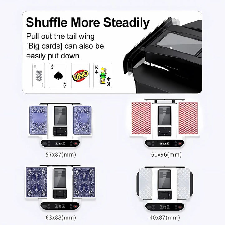 High-tech automatic card shuffler & dealer for multiple decks, ensuring random distribution.