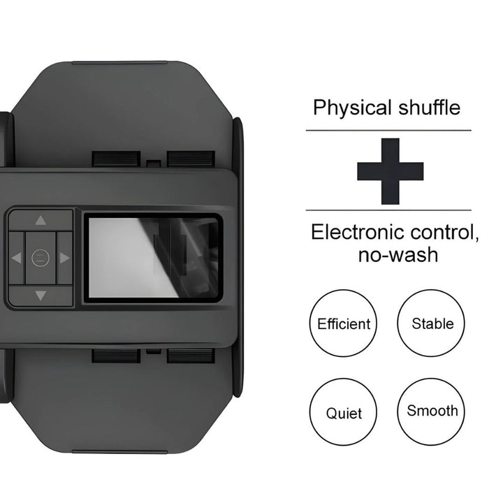 Sleek side profile of the automatic card shuffler and dealer, a modern gaming accessory.