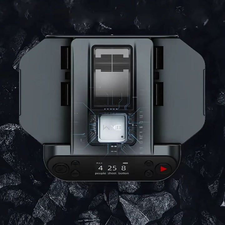 Hand placing cards into the automatic shuffler and dealer for quick game setup.
