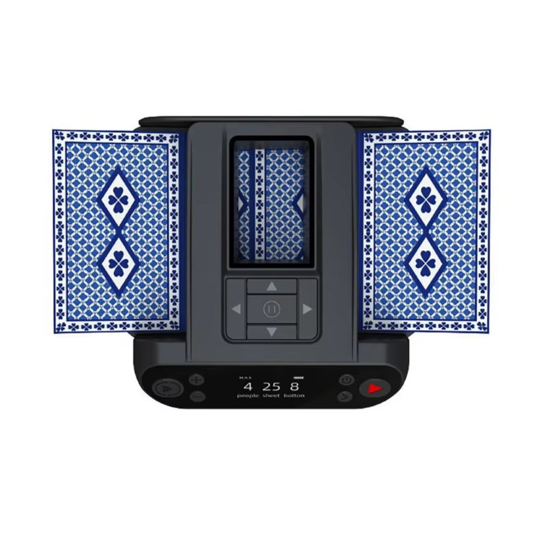 Efficient automatic card shuffler & dealer for quick, fair card games & entertainment.