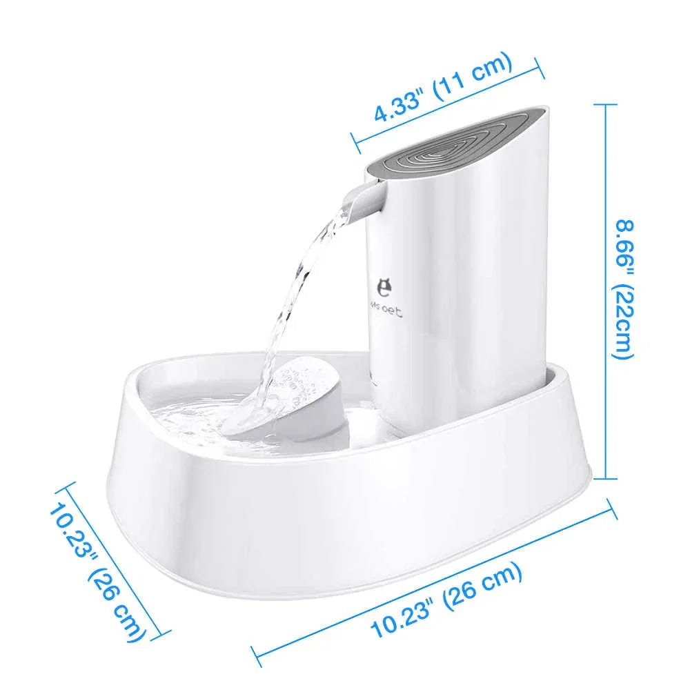 Sleek ceramic pet fountain for dogs & cats, offering continuous fresh water flow & quiet, automatic operation.