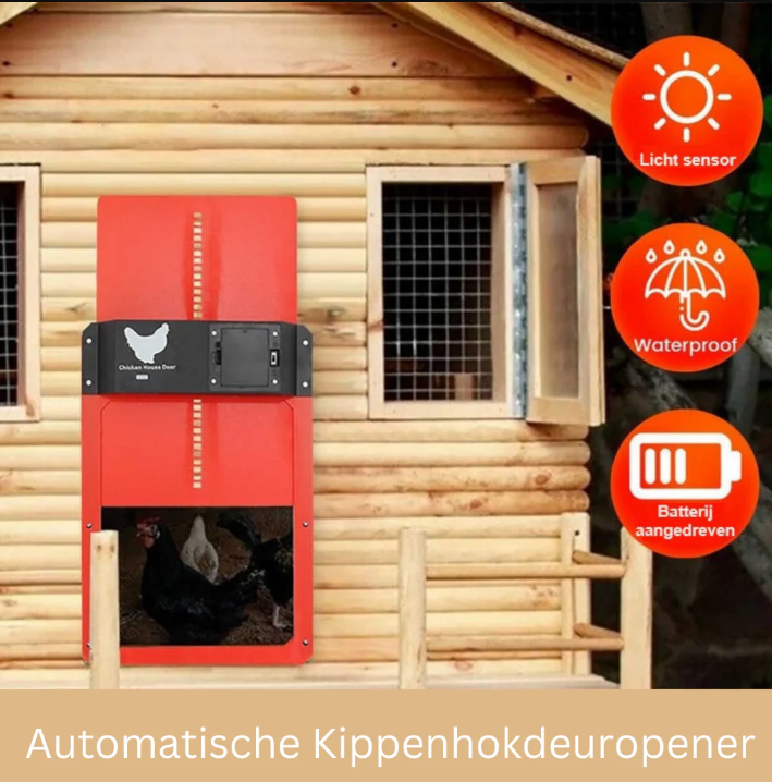 Heavy-duty automatic chicken coop door for predator protection, securing poultry and enhancing farm safety.