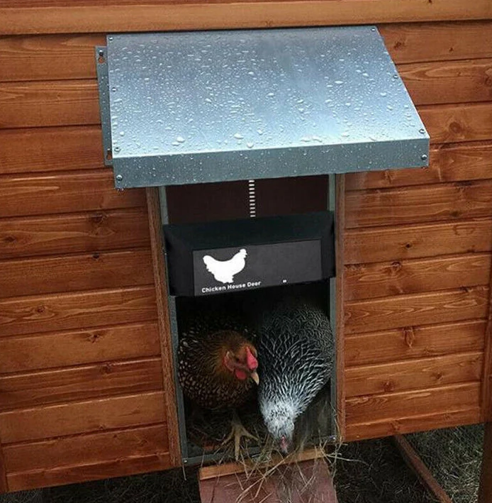 Modern automatic chicken coop door, a vital farm accessory & pet supply for efficient poultry security.