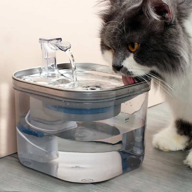 Quiet automatic pet water dispenser. Provides silent, continuous hydration for happy cats & dogs.
