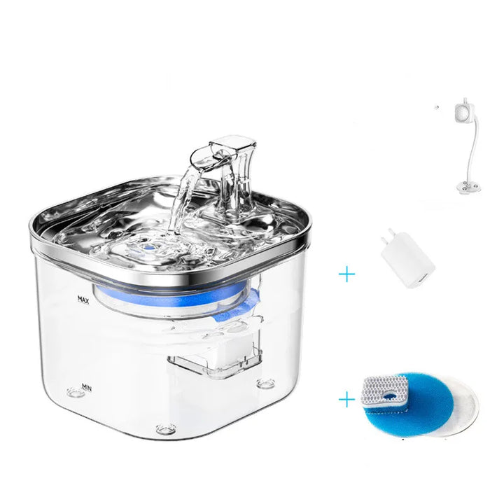Modern automatic water dispenser for cats & dogs. Encourages drinking with a quiet, flowing stream.