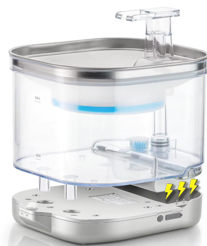 Healthy pet water fountain. Offers filtered, fresh, and quiet water flow, essential for pet well-being.