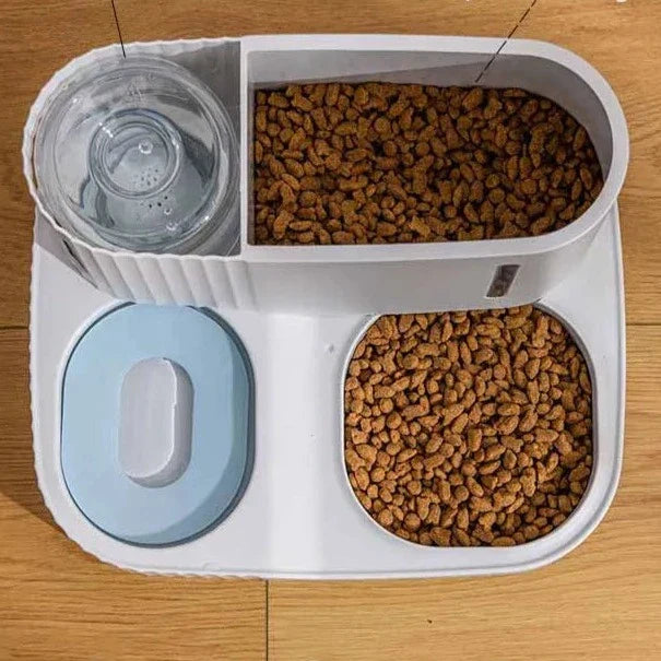 Dual automatic pet feeder & water dispenser for cats & small dogs. Convenient, consistent food & hydration.