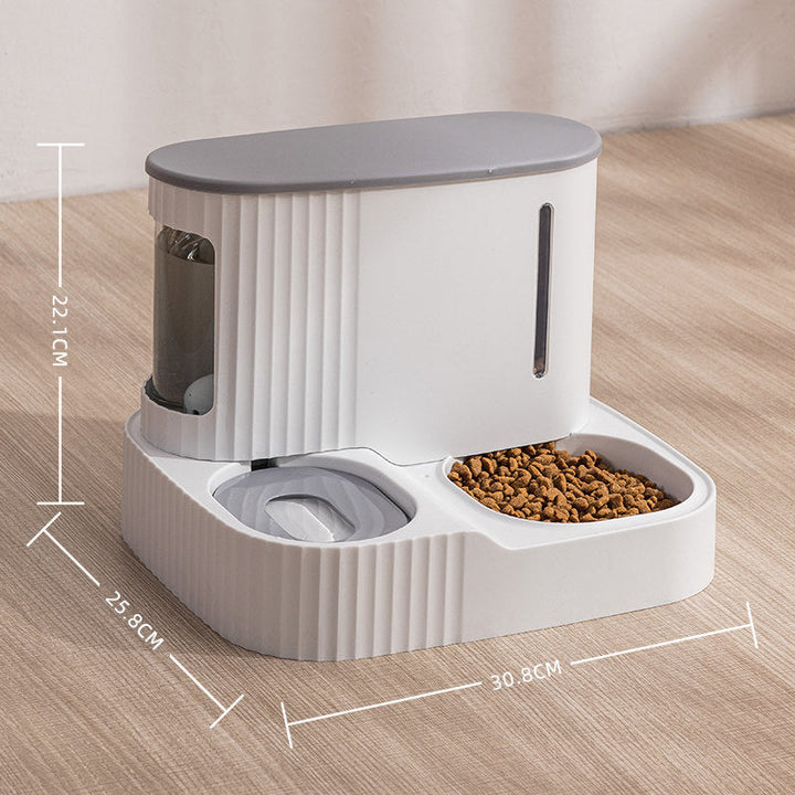 Gravity-fed automatic pet food and water dispenser for cats & small dogs. Easy to clean & refill feeder.