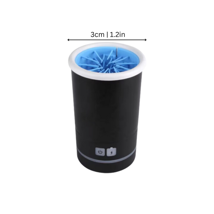 Close-up of the automatic dog paw washer featuring soft silicone bristles.