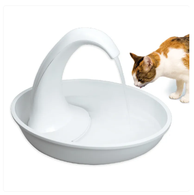 Durable pet water fountain, 0.62 Gal. Automatic dispenser for cat & dog health and hydration.