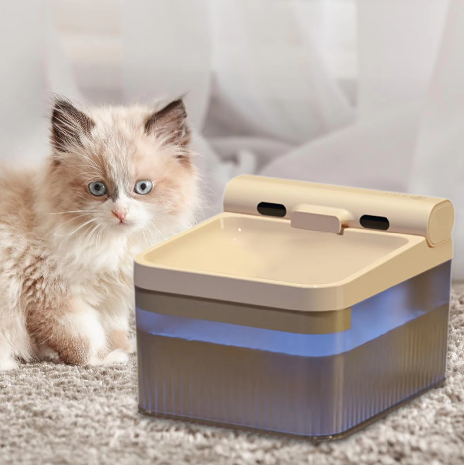 Pet water dispenser with triple filter, an automatic drinking fountain for cats & dogs, encouraging more water intake.