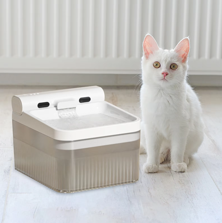 Healthy pet waterer: automatic fountain with triple filtration delivers fresh, clean drinking water for pets.