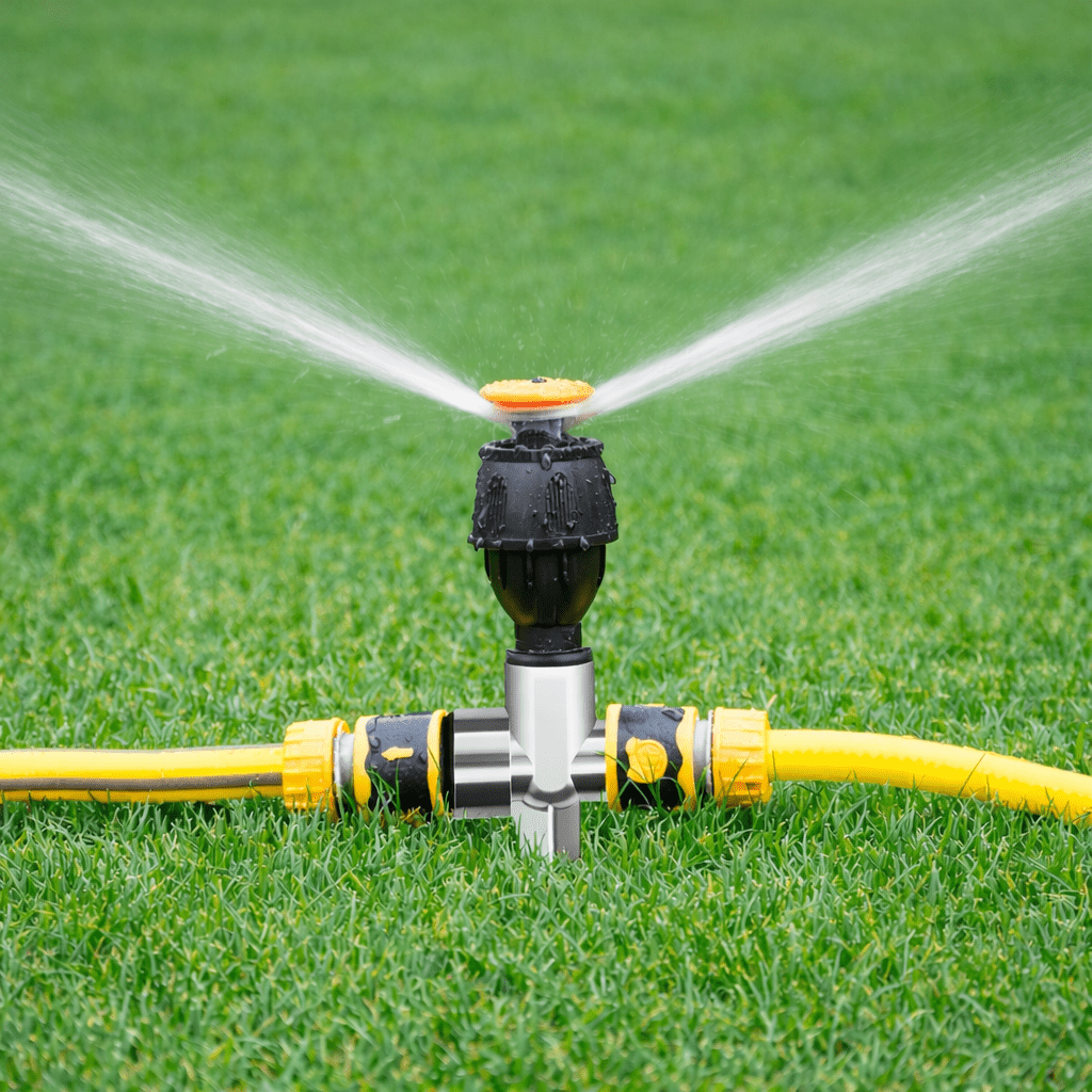 Automatic rotating garden sprinkler for efficient lawn & yard irrigation.