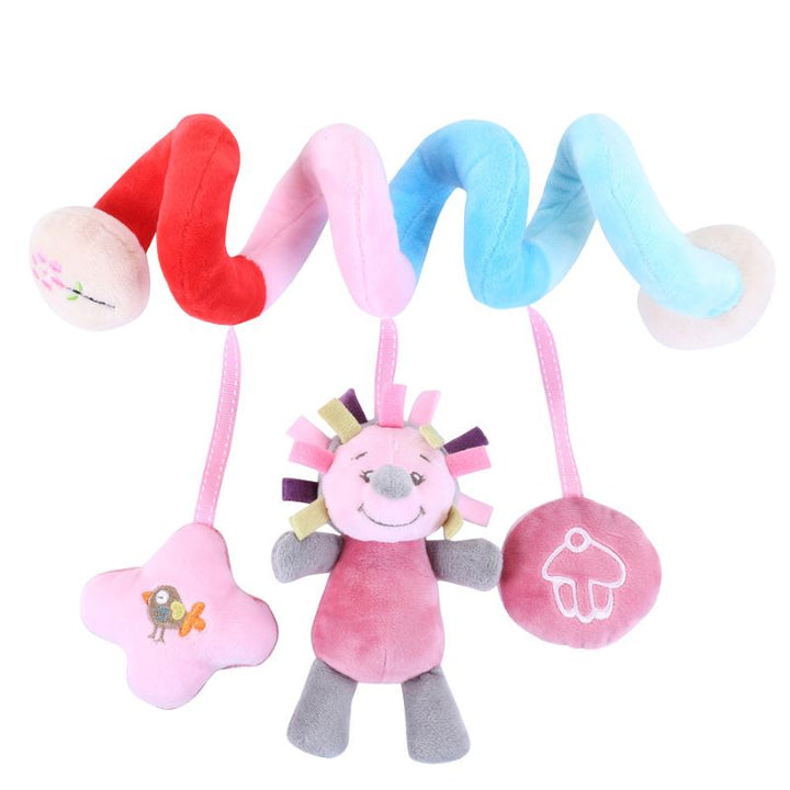 Sensory development toy for babies, featuring a soft, crinkly spiral.
