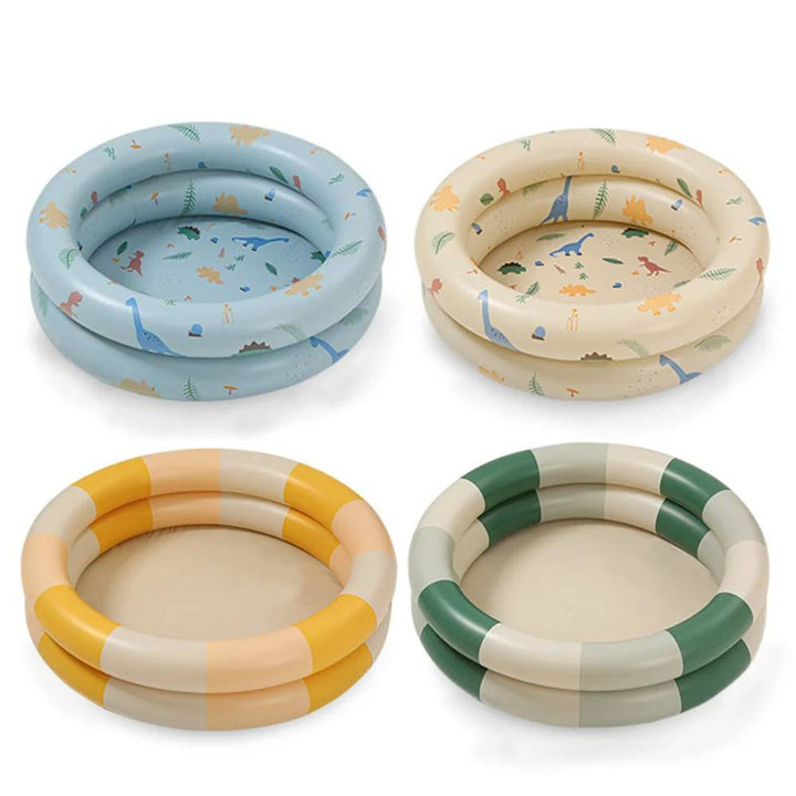 Green and yellow inflatable baby pool, perfect for outdoor kids' fun