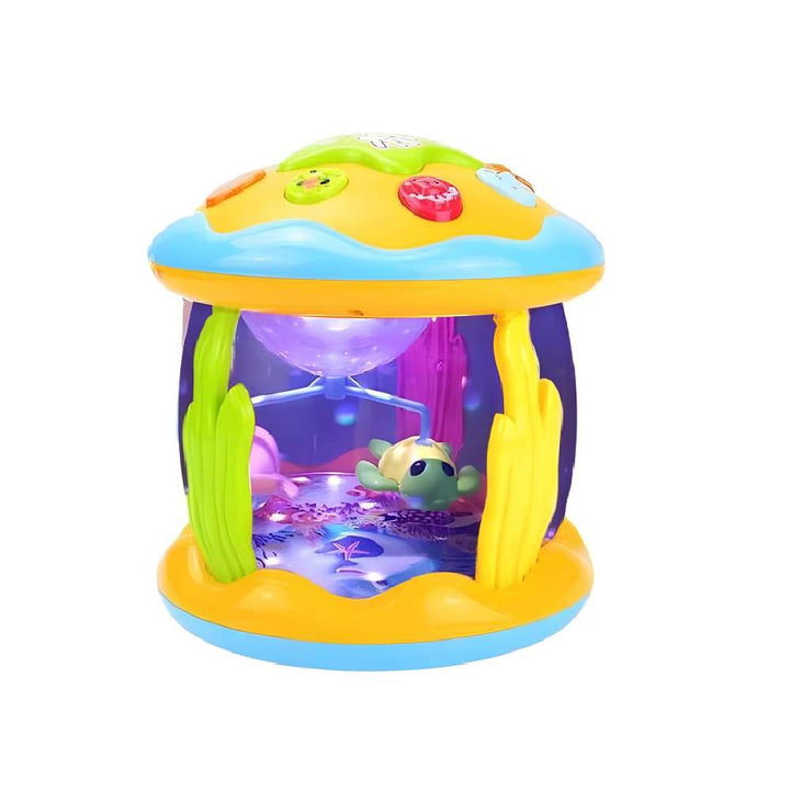 Interactive baby projector toy featuring music, lights, and an engaging ocean theme for early development.